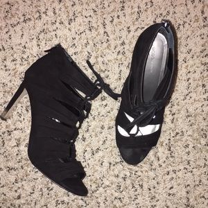 BCBG Generation black lace up heels